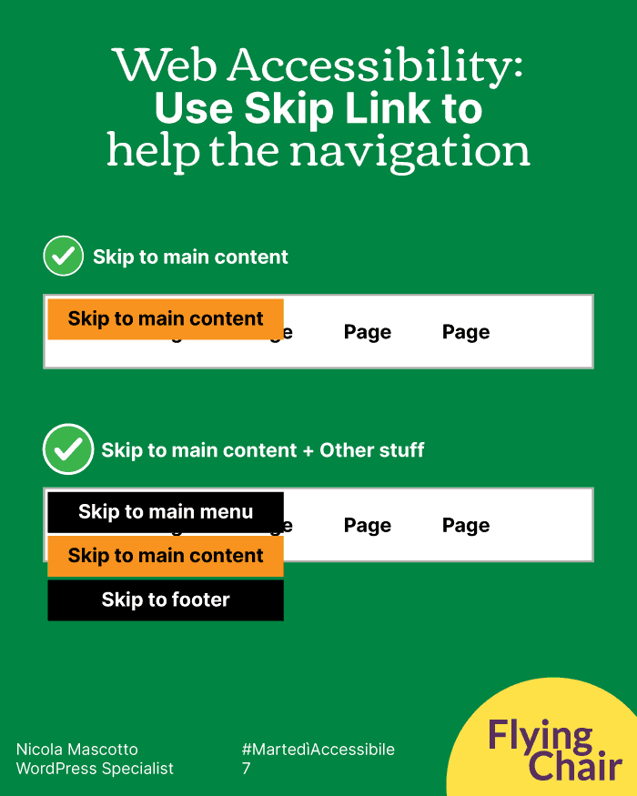 Usare lo Skip Link per aiutare la navigazione